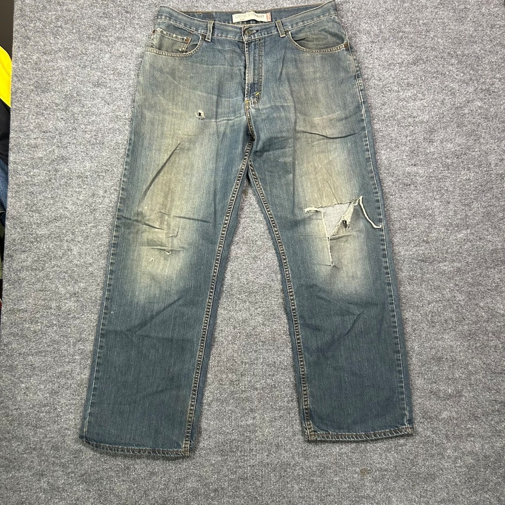 Levi's 569 Loose Straight Jeans Men's Blue Denim Pockets Classic Zip Fly - 33X32